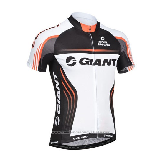 2014 Maillot Cyclisme Giant Blanc et Noir Manches Courtes et Cuissard