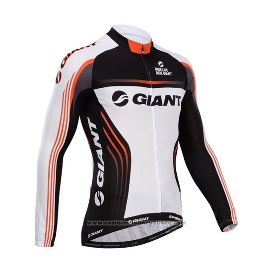 2014 Maillot Cyclisme Giant Blanc et Noir Manches Longues et Cuissard