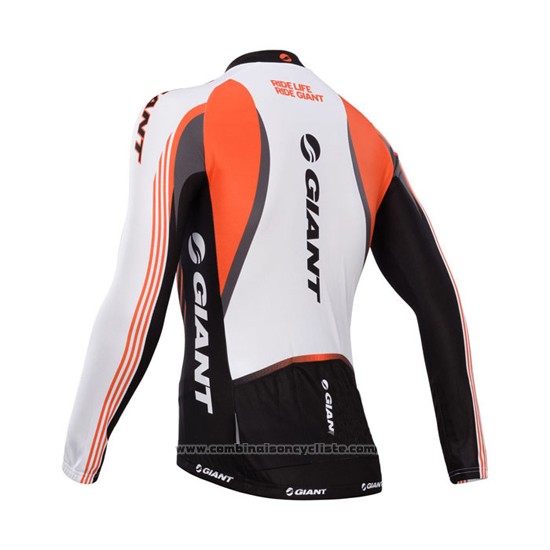 2014 Maillot Cyclisme Giant Blanc et Noir Manches Longues et Cuissard