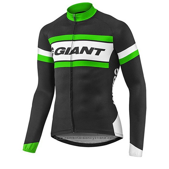2017 Maillot Cyclisme Giant Noir Manches Longues et Cuissard