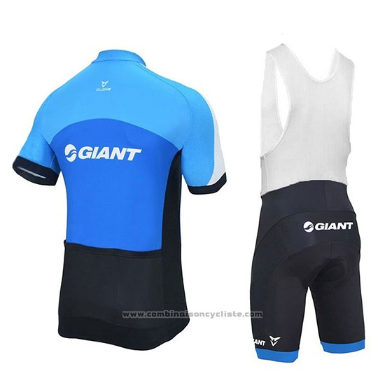 2018 Maillot Cyclisme Giant Club Sport Bleu et Noir Manches Courtes et Cuissard