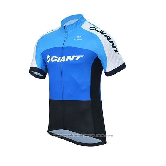 2018 Maillot Cyclisme Giant Club Sport Bleu et Noir Manches Courtes et Cuissard