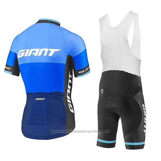 2018 Maillot Cyclisme Giant Elevate Bleu Manches Courtes et Cuissard