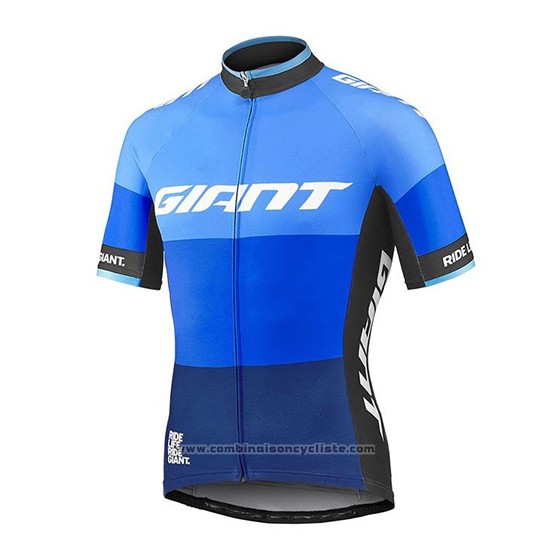 2018 Maillot Cyclisme Giant Elevate Bleu Manches Courtes et Cuissard