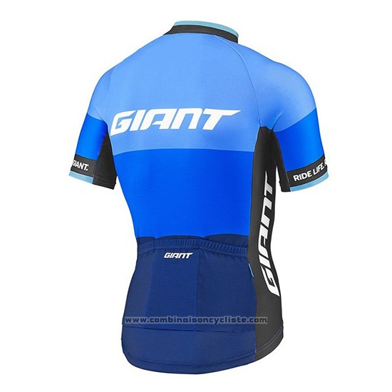 2018 Maillot Cyclisme Giant Elevate Bleu Manches Courtes et Cuissard