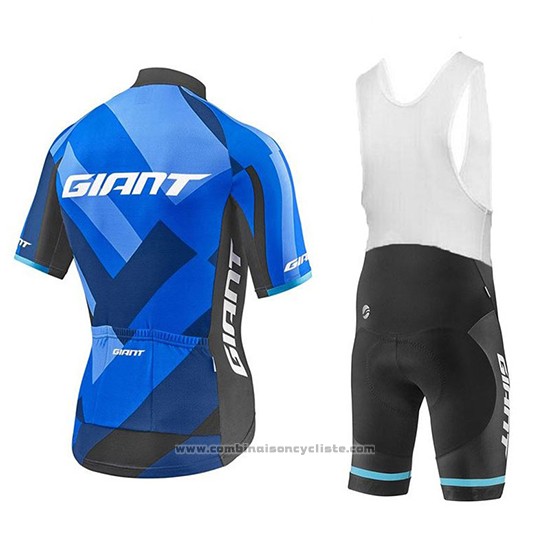 2018 Maillot Cyclisme Giant Elevate Bleu et Noir Manches Courtes et Cuissard