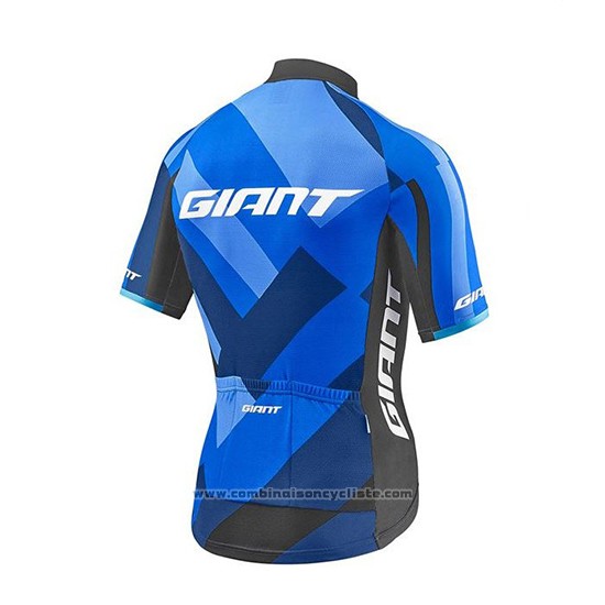 2018 Maillot Cyclisme Giant Elevate Bleu et Noir Manches Courtes et Cuissard