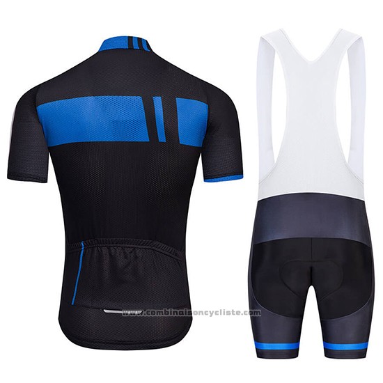 2018 Maillot Cyclisme Giant Noir et Bleu Manches Courtes et Cuissard