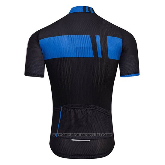 2018 Maillot Cyclisme Giant Noir et Bleu Manches Courtes et Cuissard