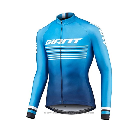 2019 Maillot Cyclisme Giant Race Day Bleu Manches Longues et Cuissard