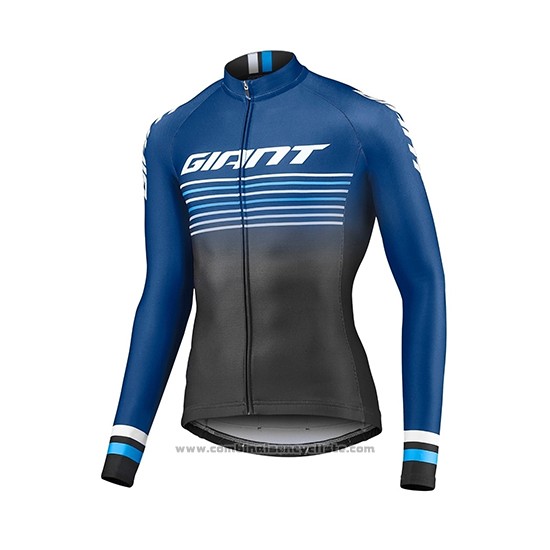 2019 Maillot Cyclisme Giant Race Day Bleu Noir Manches Longues et Cuissard