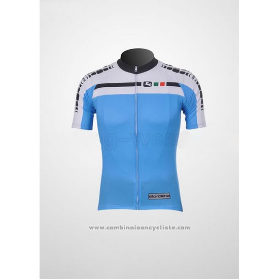 2011 Maillot Cyclisme Giordana Blanc et Azur Manches Courtes et Cuissard