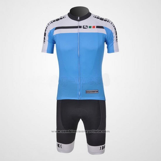 2011 Maillot Cyclisme Giordana Blanc et Azur Manches Courtes et Cuissard