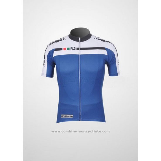 2011 Maillot Cyclisme Giordana Blanc et Bleu Manches Courtes et Cuissard