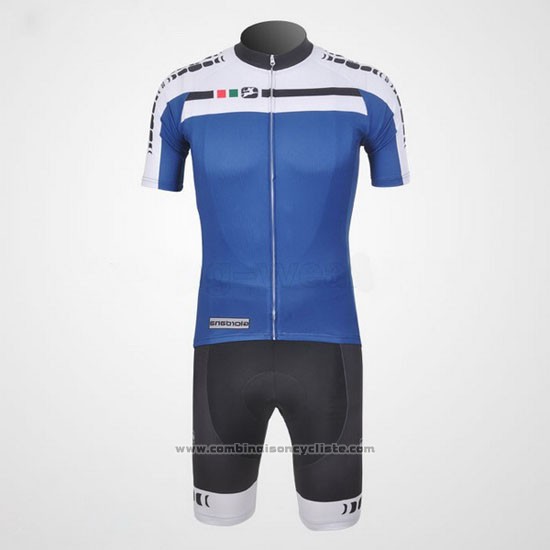 2011 Maillot Cyclisme Giordana Blanc et Bleu Manches Courtes et Cuissard