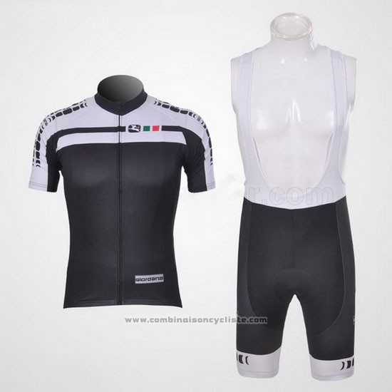2011 Maillot Cyclisme Giordana Blanc et Noir Manches Courtes et Cuissard