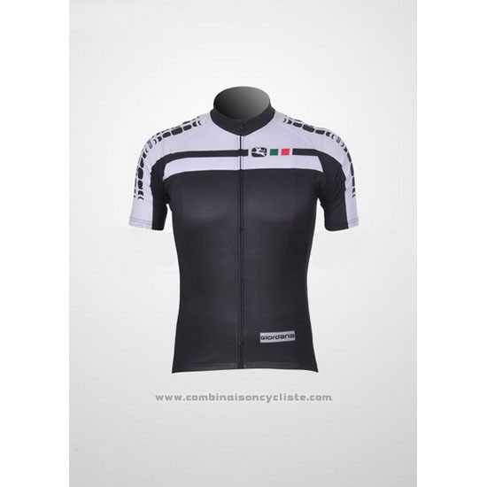 2011 Maillot Cyclisme Giordana Blanc et Noir Manches Courtes et Cuissard