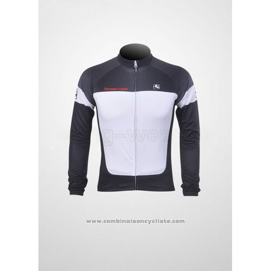 2011 Maillot Cyclisme Giordana Blanc et Noir Manches Longues et Cuissard