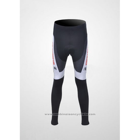 2011 Maillot Cyclisme Giordana Blanc et Noir Manches Longues et Cuissard