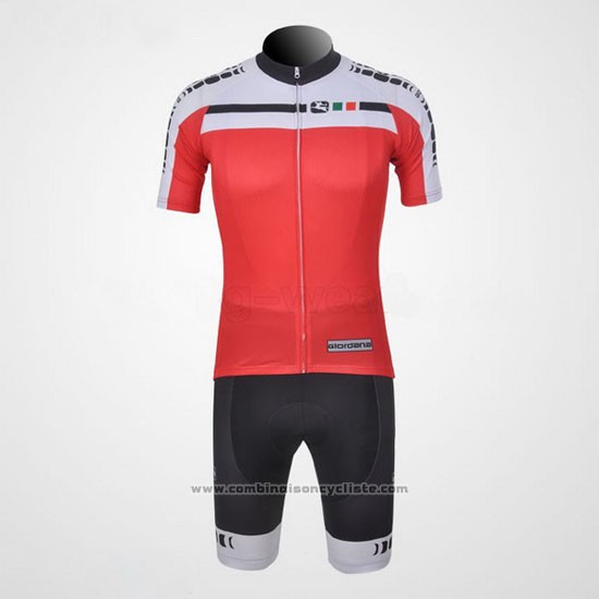 2011 Maillot Cyclisme Giordana Blanc et Rouge Manches Courtes et Cuissard