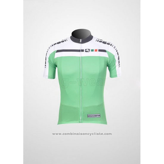 2011 Maillot Cyclisme Giordana Blanc et Vert Manches Courtes et Cuissard