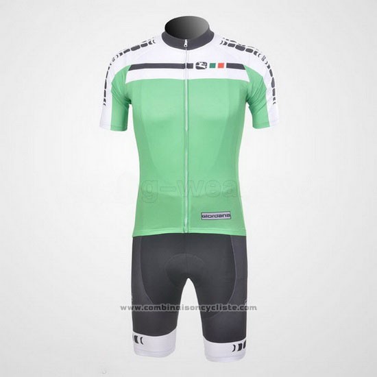 2011 Maillot Cyclisme Giordana Blanc et Vert Manches Courtes et Cuissard