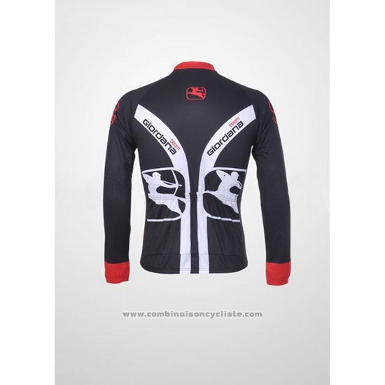 2011 Maillot Cyclisme Giordana Rouge et Noir Manches Longues et Cuissard