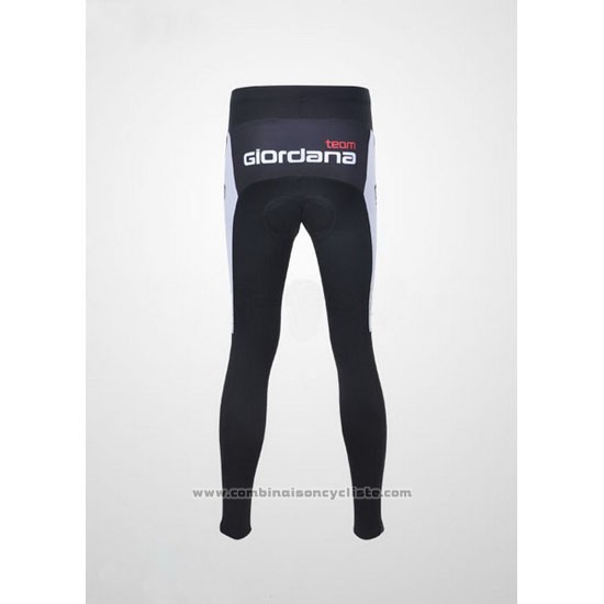 2011 Maillot Cyclisme Giordana Rouge et Noir Manches Longues et Cuissard