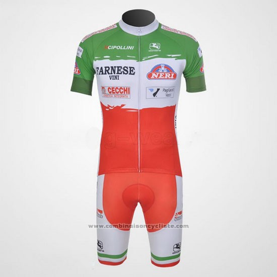 2011 Maillot Cyclisme Giordana Rouge et Vert Manches Courtes et Cuissard