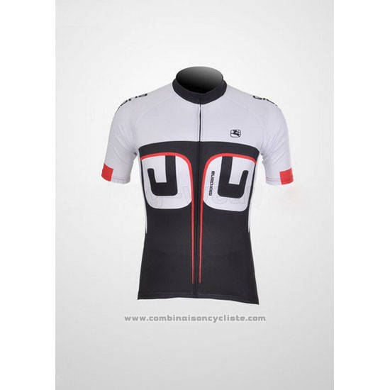 2012 Maillot Cyclisme Giordana Blanc et Noir Manches Courtes et Cuissard