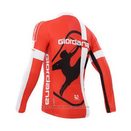 2014 Maillot Cyclisme Giordana Rouge et Blanc Manches Longues et Cuissard