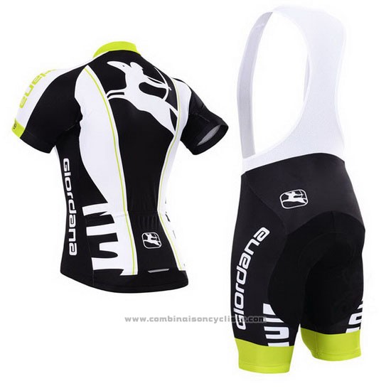 2015 Maillot Cyclisme Giordana Noir et Blanc Manches Courtes et Cuissard