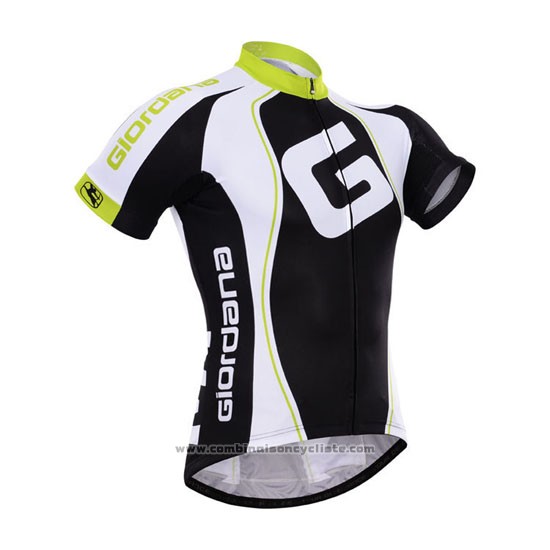 2015 Maillot Cyclisme Giordana Noir et Blanc Manches Courtes et Cuissard