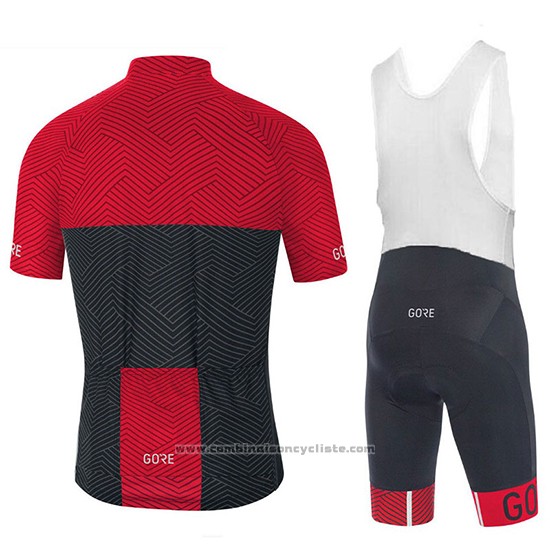 2018 Maillot Cyclisme Gore C3 Optiline Rouge et Noir Manches Courtes et Cuissard