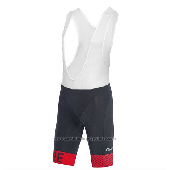 2018 Maillot Cyclisme Gore C3 Optiline Rouge et Noir Manches Courtes et Cuissard