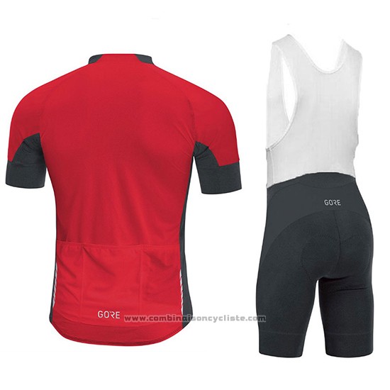 2018 Maillot Cyclisme Gore C7 CC Noir et Rouge Manches Courtes et Cuissard