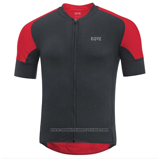 2018 Maillot Cyclisme Gore C7 CC Noir et Rouge Manches Courtes et Cuissard