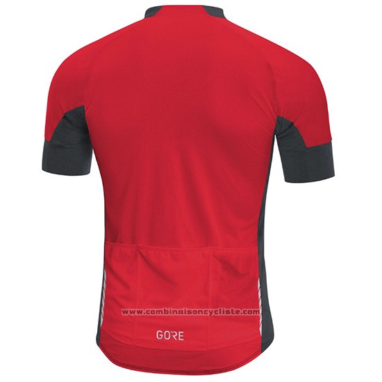 2018 Maillot Cyclisme Gore C7 CC Noir et Rouge Manches Courtes et Cuissard
