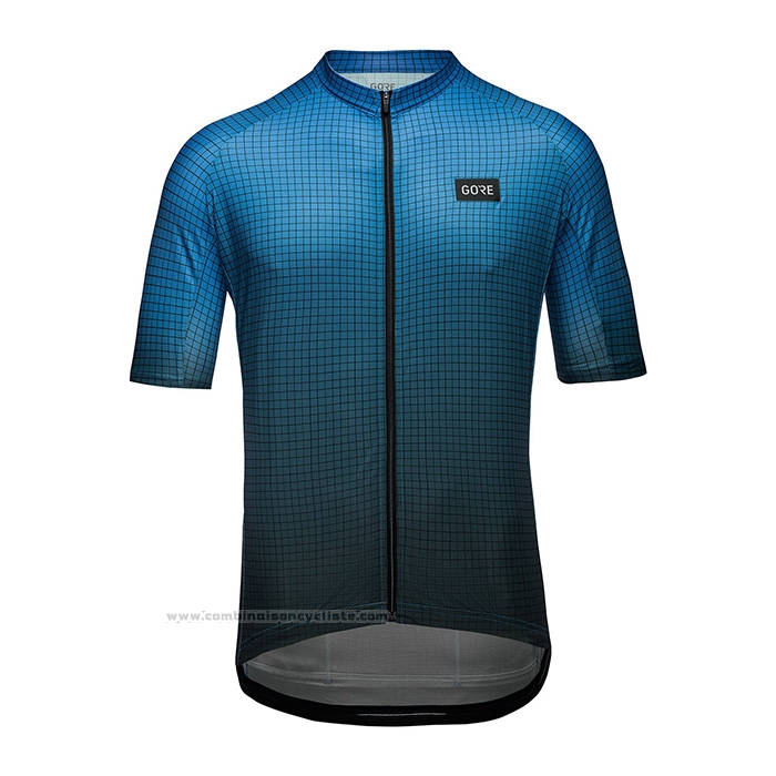 2022 Maillot Cyclisme Gore Noir Bleu Manches Courtes et Cuissard