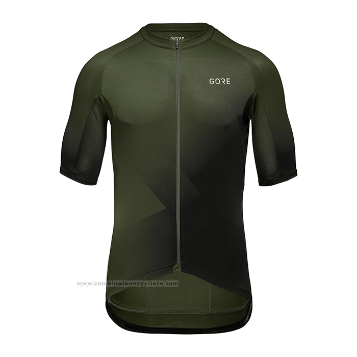 2022 Maillot Cyclisme Gore Vert Noir Manches Courtes et Cuissard