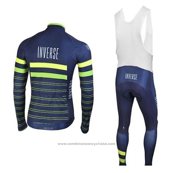 2017 Maillot Cyclisme Inverse Bleu Manches Longues et Cuissard