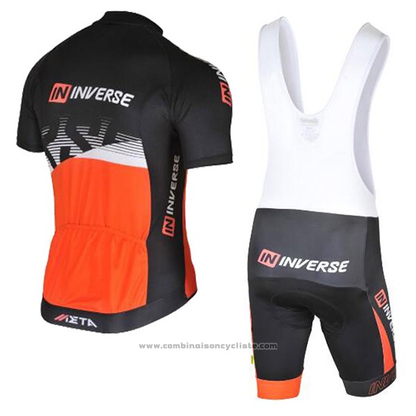 2017 Maillot Cyclisme Inverse Noir et Orange Manches Courtes et Cuissard