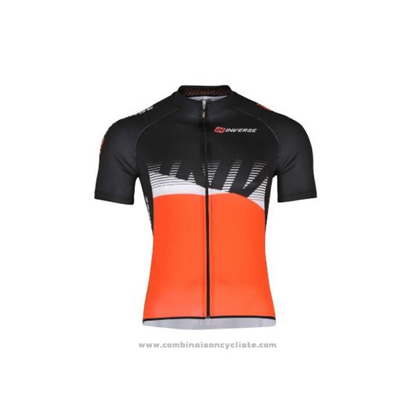 2017 Maillot Cyclisme Inverse Noir et Orange Manches Courtes et Cuissard