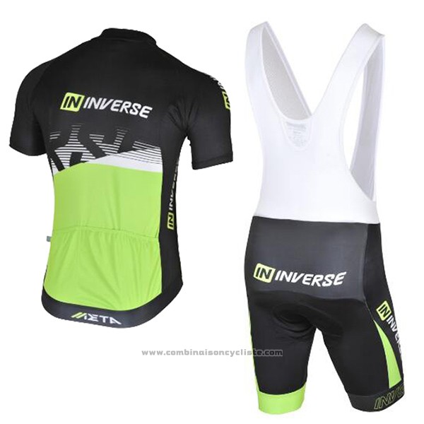 2017 Maillot Cyclisme Inverse Noir et Vert Manches Courtes et Cuissard