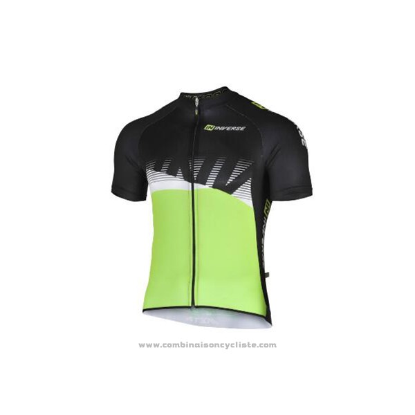 2017 Maillot Cyclisme Inverse Noir et Vert Manches Courtes et Cuissard