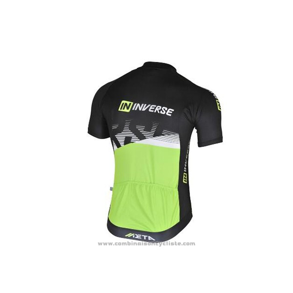 2017 Maillot Cyclisme Inverse Noir et Vert Manches Courtes et Cuissard