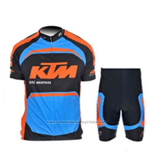 2015 Maillot Cyclisme Ktm Bleu et Orange Manches Courtes et Cuissard