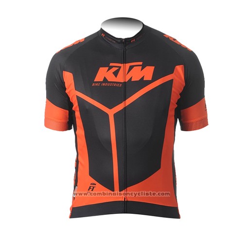 2015 Maillot Cyclisme Ktm Orange et Noir Manches Courtes et Cuissard