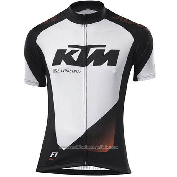 2016 Maillot Cyclisme Ktm Blanc et Noir Manches Courtes et Cuissard