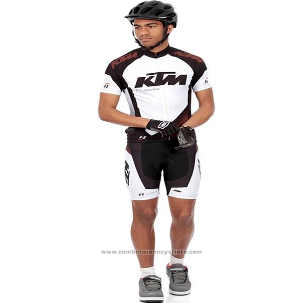 2016 Maillot Cyclisme Ktm Blanc et Noir Manches Courtes et Cuissard